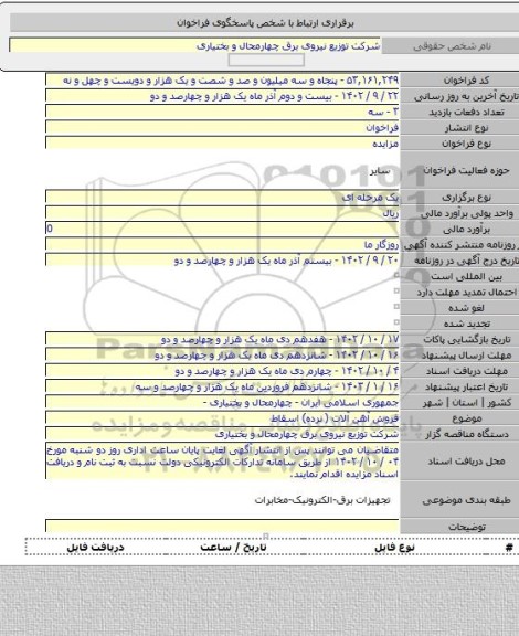 مزایده, فروش آهن آلات ( نرده) اسقاط