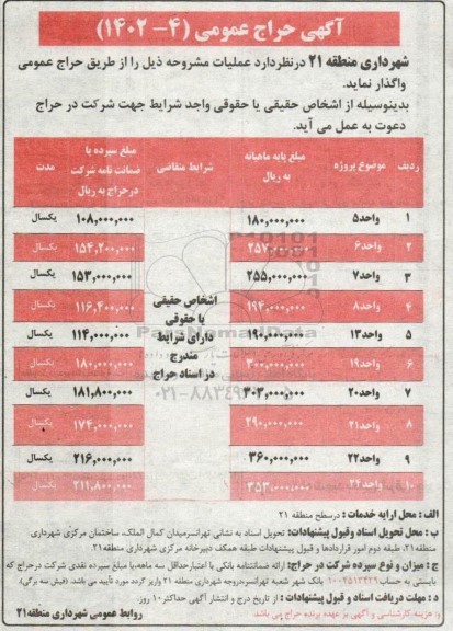 مزایده واگذاری عملیات 
