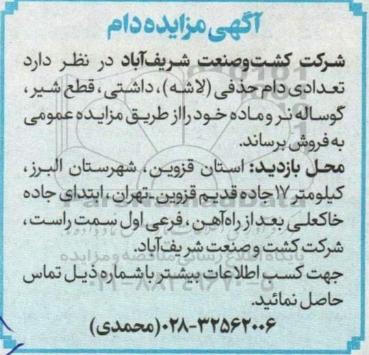 مزایده دام 