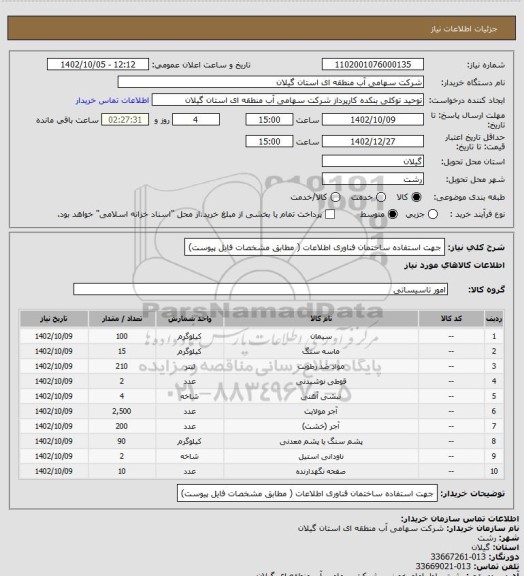 استعلام جهت استفاده ساختمان فناوری اطلاعات ( مطابق مشخصات فایل پیوست)