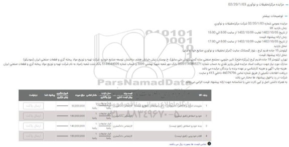 مزایده ملزومات اداری و کارگاهی، کامپیوتری، راکد و ضایعاتی ....