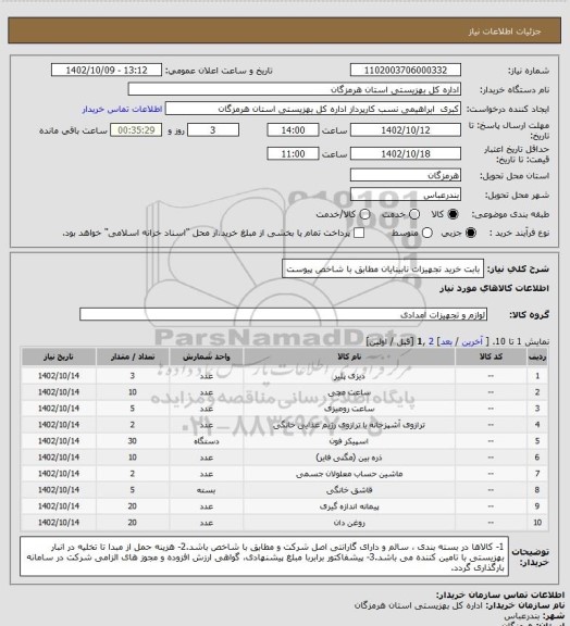 استعلام بابت خرید تجهیزات نابینایان مطابق با شاخص پیوست