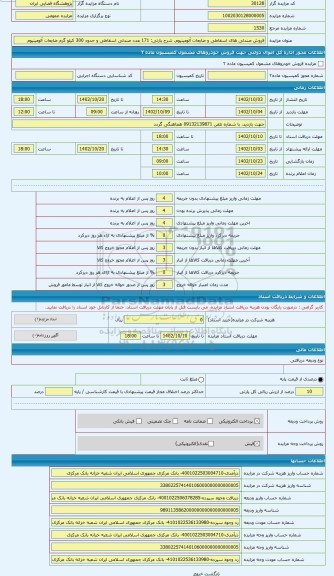 مزایده ، 171 عدد صندلی اسقاطی و حدود 300 کیلو گرم ضایعات آلومینیوم