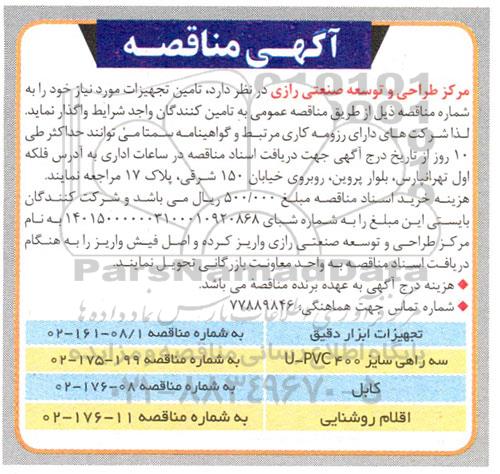 مناقصه تجهیزات ابزار دقیق ...