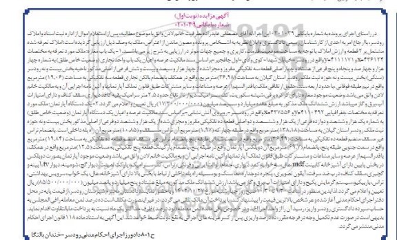 مزایده ملک مساحت 19.06 مترمربع نوبت اول