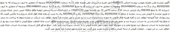 آگهی مزایده حق امتیاز و اشتراک تلفن همراه