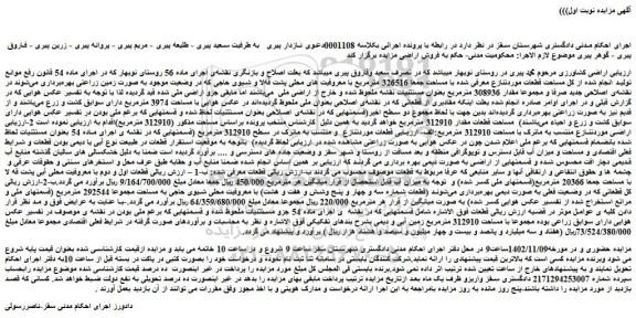 مزایده فروش اراضی کشاورزی