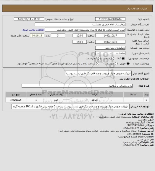 استعلام آنژیوکت صورتی مارک ویترومد و چند قلم دیگر طبق لیست پیوست