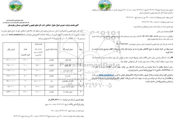 تجدید مزایده عمومی اموال منقول اسقاطی ... 