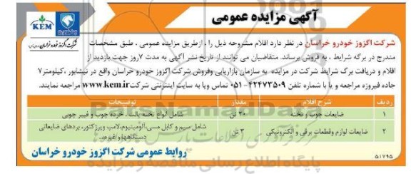 مزایده عمومی فروش ضایعات چوب و تخته ...