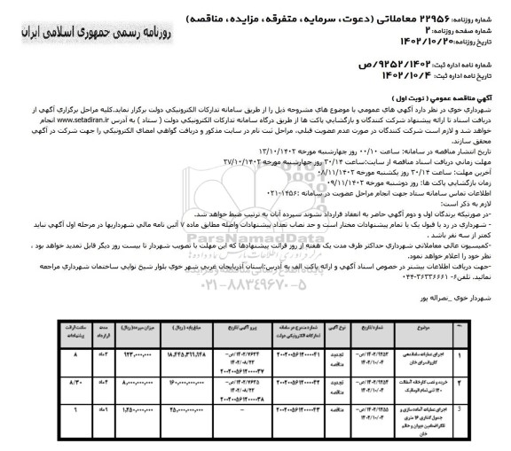 مناقصه اجرای عملیات ساماندهی کاروانسرای خان ...