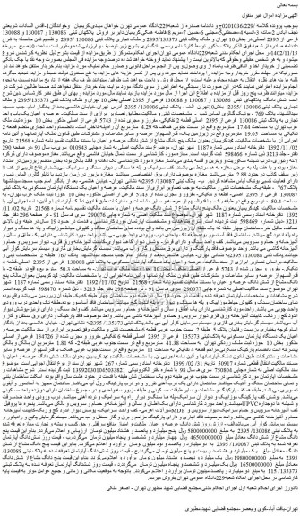 مزایده فروش پلاکهای ثبتی 130086 و 130087 و 130088 فرعی از 2395 اصلی