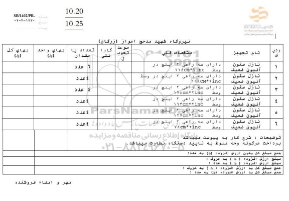 استعلام نازل ستون آنیون ضعیف