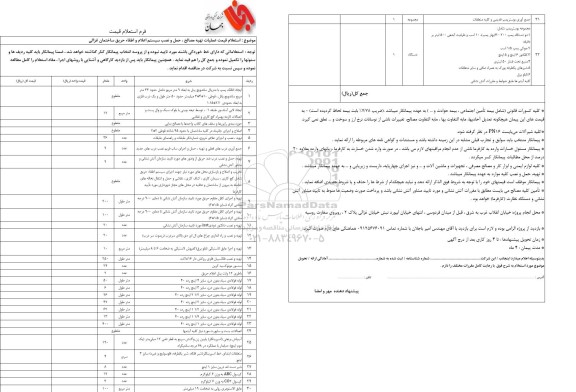 استعلام قیمت عملیات تهیه مصالح، حمل و نصب سیستم اطفاء حریق ساختمان غزالی 