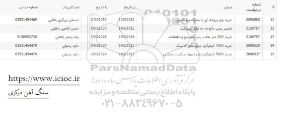 استعلام تعمیر پمپ با توجه به فایل پیوست