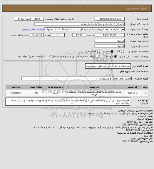 استعلام تهیه نقشه بازار سنتی و مناطق سرپوشیده