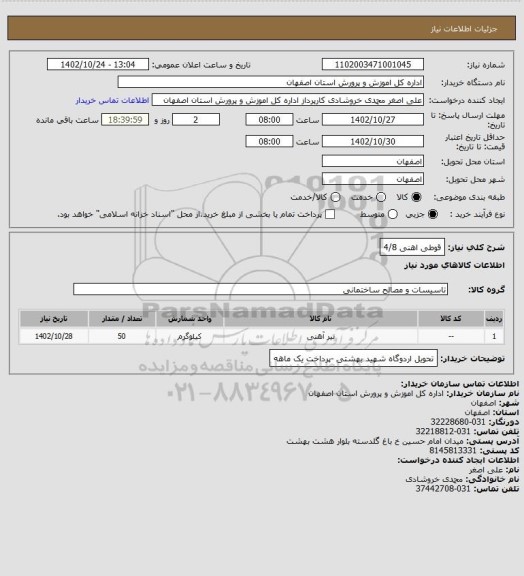 استعلام قوطی اهنی 4/8