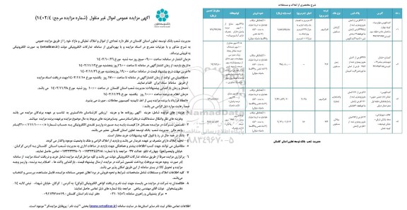 مزایده فروش اموال و املاک تملیکی و مازاد