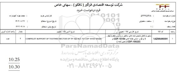 استعلام ساپورت کامل نشیمن دنده های سکتور ...