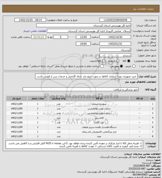 استعلام خرید تجهیزات ویژه نابینایان
کالاها در صورت لزوم باید دارای گارانتی و خدمات پس از فروش باشد.