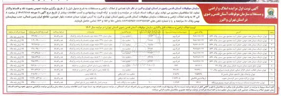 مزایده عمومی واگذاری املاک