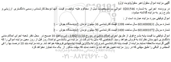مزایده فروش دستگاه جوش co2