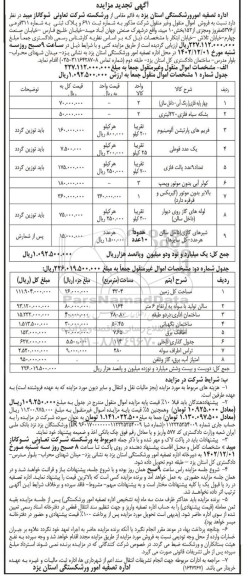 مزایده فروش اموال منقول و غیرمنقول تجدید