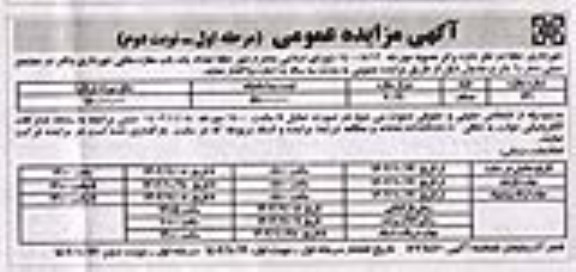 مزایده واگذاری تعداد یک باب مغازه ملکی - نوبت دوم