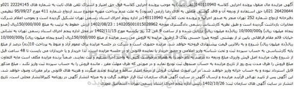 آگهی مزایده حق امتیاز و اشتراک تلفن های ثابت