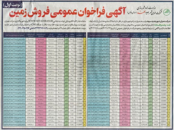 فراخوان عمومی فروش زمین 
