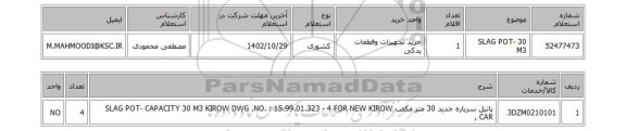 استعلام، SLAG POT-  30  M3