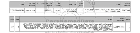 استعلام، مجموعه کامل کابل جمع کن موتور دستگاهها فول و امپتی (کاتالوگ آرشیو)