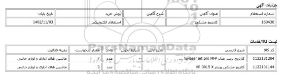 استعلام الکترونیکی، کارتریج مشکی