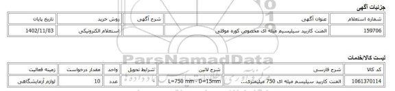 استعلام الکترونیکی، المنت کاربید سیلیسیم میله ای مخصوص کوره موفلی