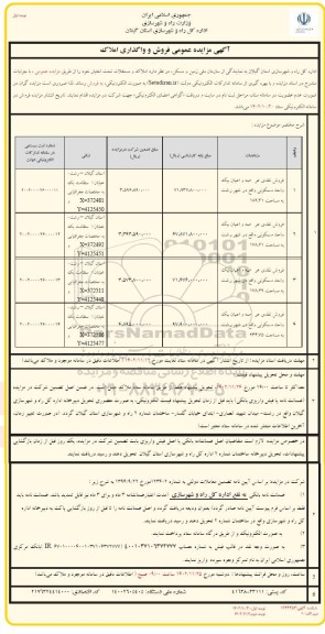 مزایده فروش املاک و مستغلات تحت اختیار
