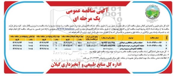 مناقصه عملیات مراقبتی جنگلکاری ....