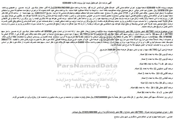 مزایده فروش ملک