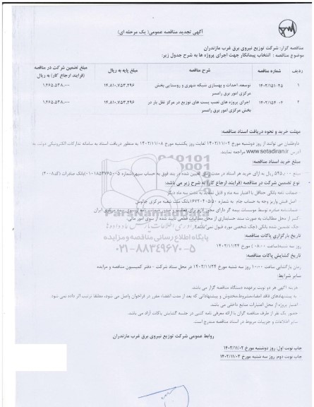 مناقصه توسعه، احداث و بهسازی شبکه شهری و روستایی..