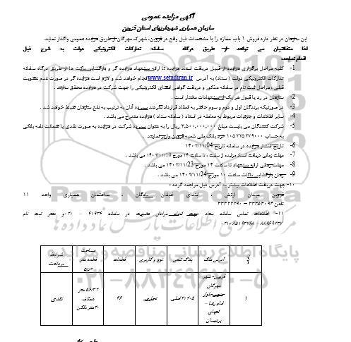 مزایده فروش 1 باب مغازه
