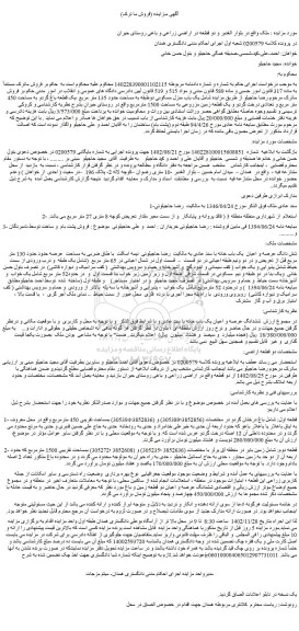 مزایده فروش شش دانگ عرصه و اعیان یک باب خانه با سند عادی