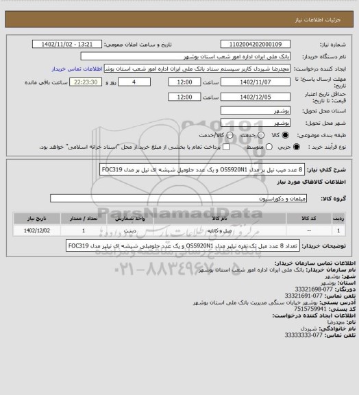 استعلام  8 عدد میب نیل پر مدل OSS920N1 و یک عدد جلومیل شیشه ای نیل پر مدل  FOC319