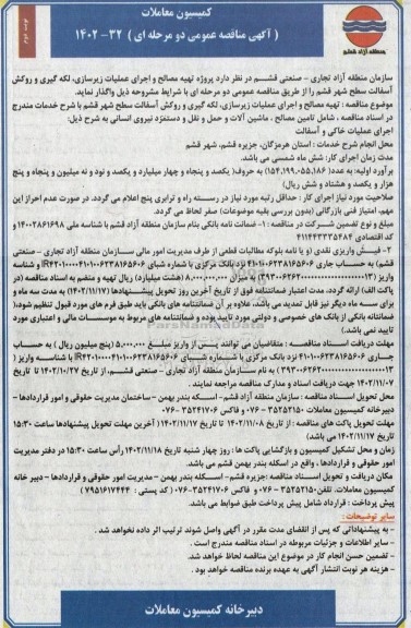 مناقصه پروژه تهیه مصالح و اجرای عملیات زیرسازی، لکه گیری و روکش آسفالت سطح شهر - نوبت دوم 