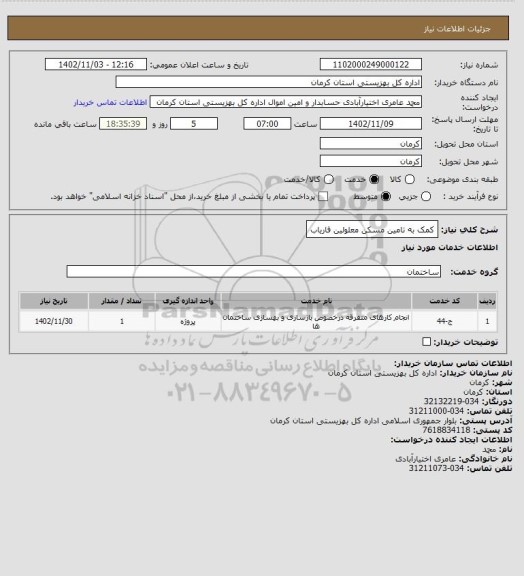استعلام کمک به تامین مسکن معلولین فاریاب