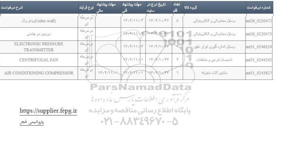 استعلام AIR CONDITIONING COMPRESSOR