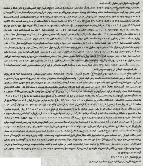 مزایده آپارتمان دوخوابه به متراژ 77.50 مترمربع