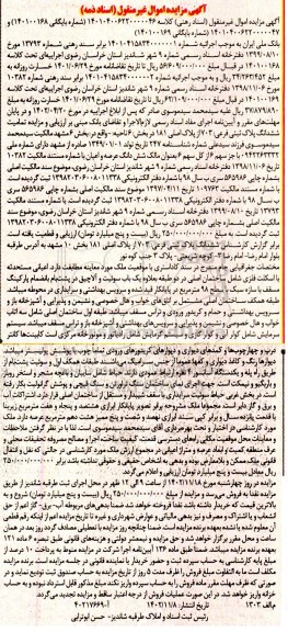 مزایده ششدانگ پلاک ثبتی فرعی 703 از پلاک اصلی 181