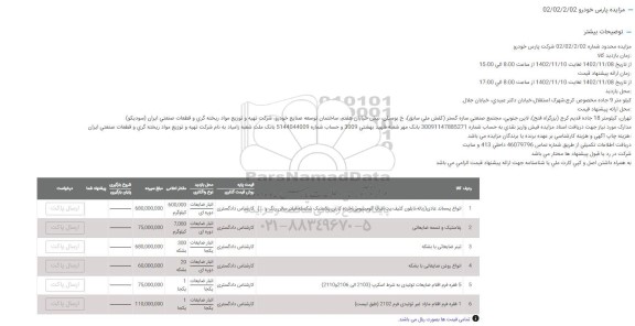 مزایده انواع پسماند عادی و...