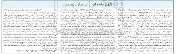 مزایده فروش یک باب مغازه تجاری به مساحت 35.57 مترمربع
