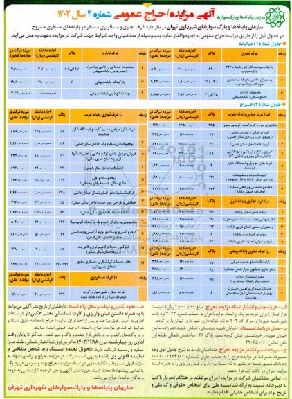 مزایده غرف تجاری و مسافربری 