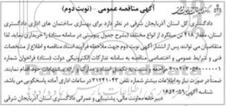 مناقصه مقدار 418 تن میلگرد - مناقصه روز شنبه هفتم بهمن 1402 - نوبت دوم
